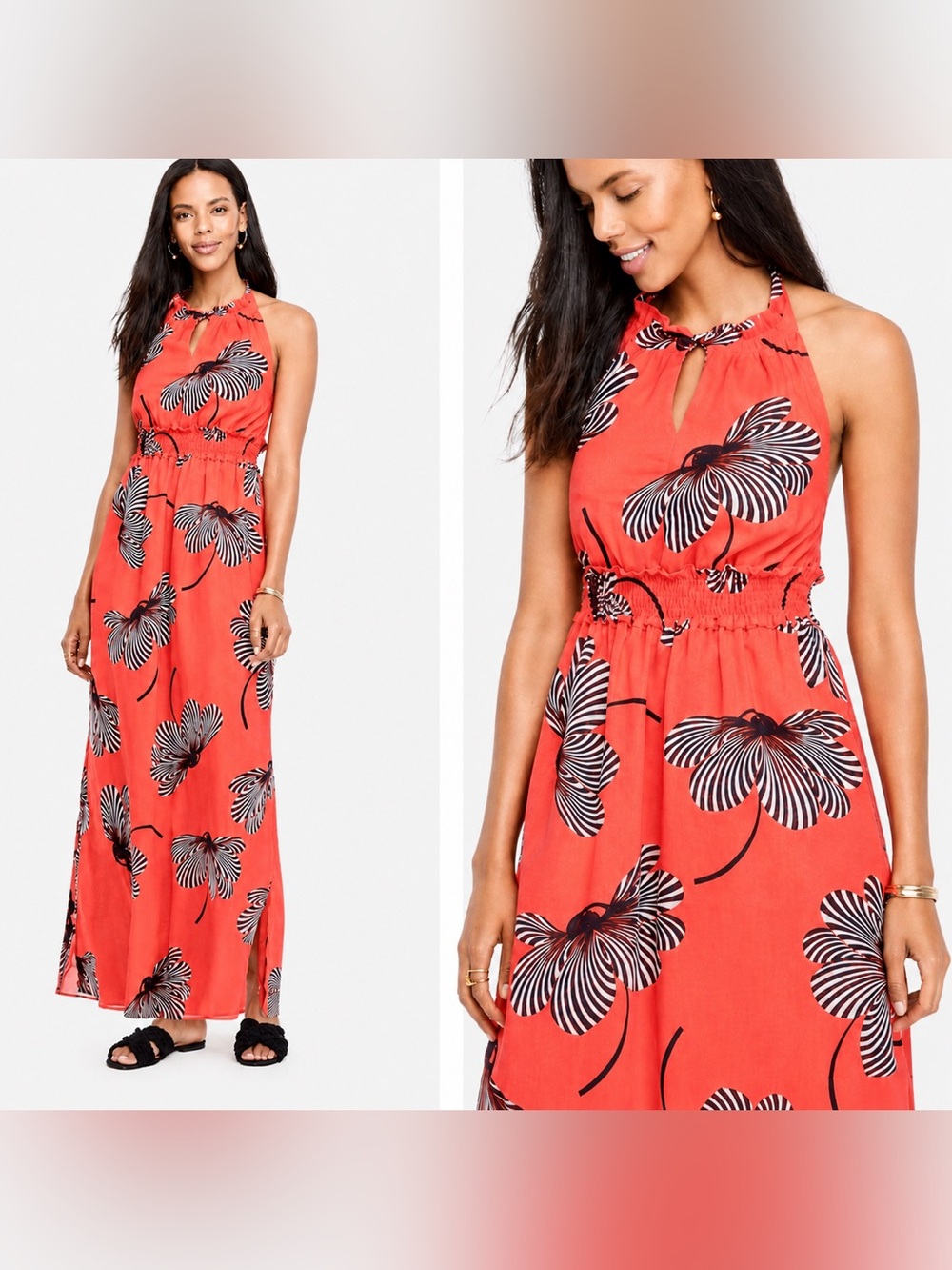 Ann Taylor Makena Floral halter Maxi dress size 8 lightweight vacation